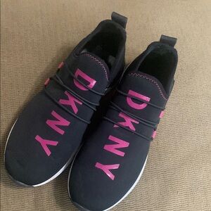 DKNY Black and Pink Slip-On Sneakers with Cushioned Sole